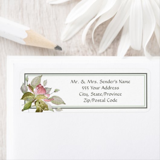 Rücksendeadresse Hochzeit Wasserfarbe Rosen (Insitu)