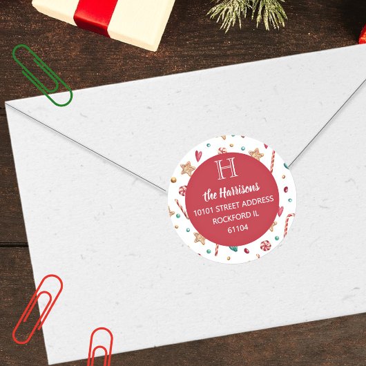 Rücksendeadresse Holidays Sweet Goodies Muster Runder Aufkleber