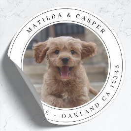 Rücksendeadresse Hund Foto Klassischer Rundaufkleb Runder Aufkleber