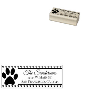 Rücksendeadresse Hund Katzen Pawprint Familienname Gummistempel