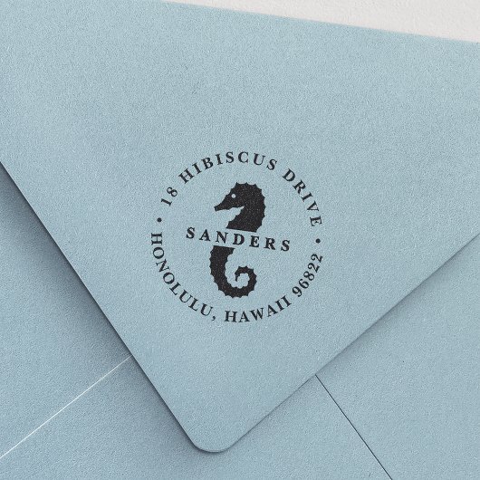 Rücksendeadresse im Sommer Seepferd Gummistempel