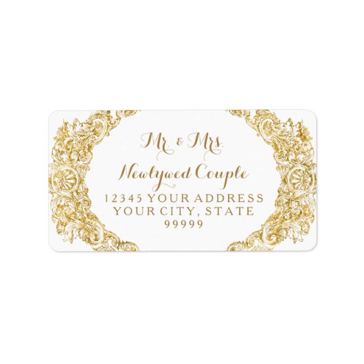 Rücksendeadresse Imitate Gold Glitzer Gravur Adressaufkleber (Vorne)