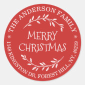 Rücksendeadresse in Rot und Weiß Runder Aufkleber (Vorderseite)