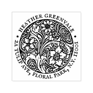 Rücksendeadresse Jugendstil-Design Briefmarke Permastempel