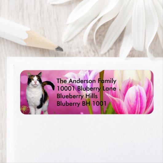 Rücksendeadresse Katze und Blume (Insitu)