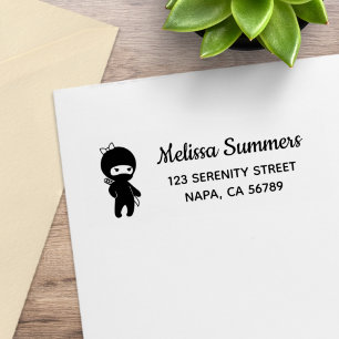 Rücksendeadresse kleines Ninja-Mädchen Gummistempel