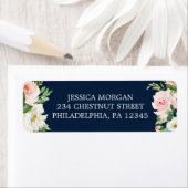 Rücksendeadresse Label Navy Blue Gold Blush (Insitu)