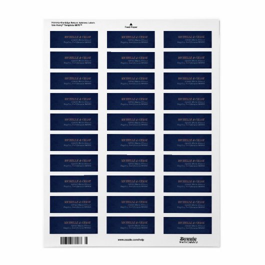 Rücksendeadresse-Label, Navy Blue, Hochzeitstitel (Vorne)