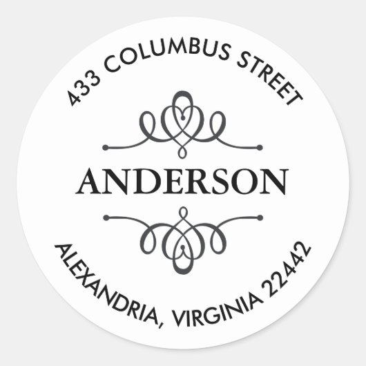 Rücksendeadresse mit dekorativem Emblem Runder Aufkleber (Vorderseite)