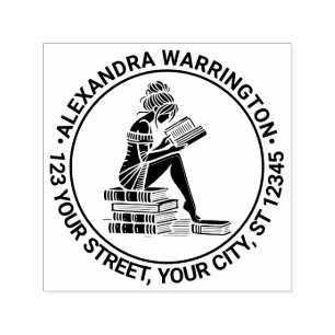 Rücksendeadresse mit dem Namen von Büchern Permastempel