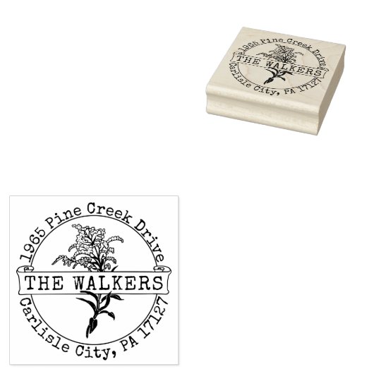 Rücksendeadresse mit floralen benutzerdefinierten gummistempel (Stempel)