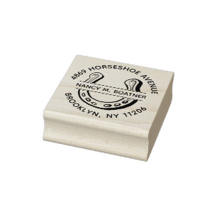 Rücksendeadresse mit Gravur eines Hufeisens rund Gummistempel