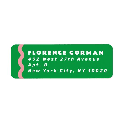 Rücksendeadresse mit hellgrünen und rosa Wavy-Fram (Vorne)