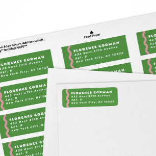 Rücksendeadresse mit hellgrünen und rosa Wavy-Fram