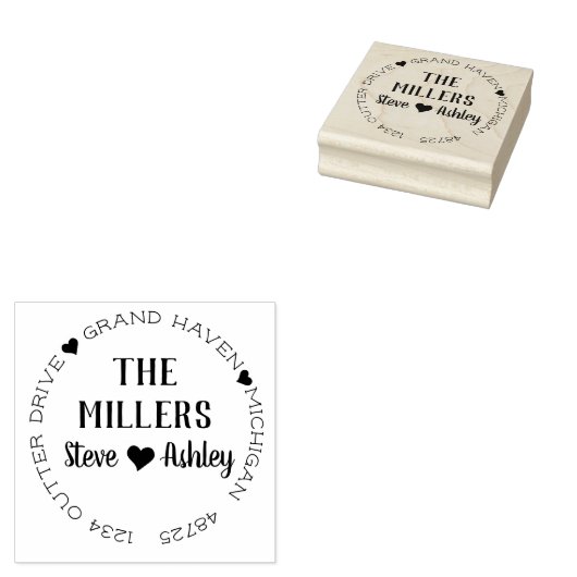 Rücksendeadresse mit Herz Gummistempel (Stempel)