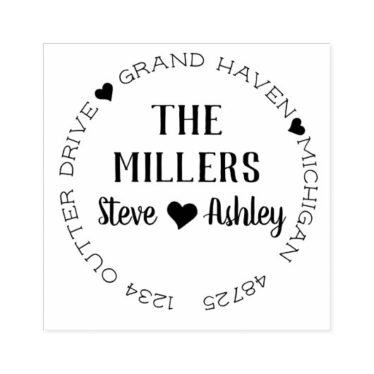 Rücksendeadresse mit Herz Gummistempel (Prägung)