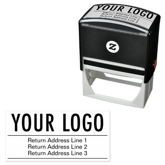 Rücksendeadresse mit Ihrem Firmenlogo Großformat Permastempel (Beispiel)