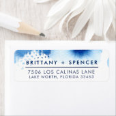 RÜCKSENDEADRESSE mit marineblau-blauem Aquarell (Insitu)