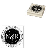 Rücksendeadresse mit Monogramm Familienname Gummistempel (Stempel)