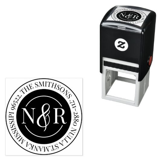 Rücksendeadresse mit Monogramm Familienname Permastempel (Beispiel)