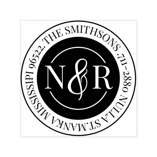 Rücksendeadresse mit Monogramm Familienname Permastempel (Design)