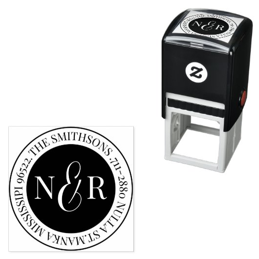 Rücksendeadresse mit Monogramm Familienname Permastempel (Beispiel)