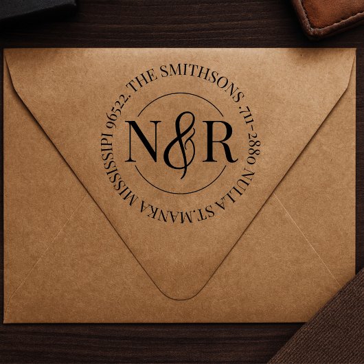 Rücksendeadresse mit Monogramm Familienname Permastempel