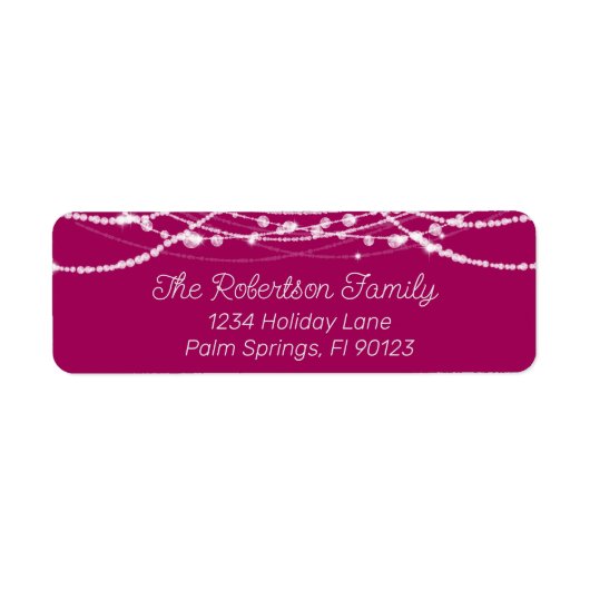 Rücksendeadresse mit rosa und weißem String-Lights (Vorne)