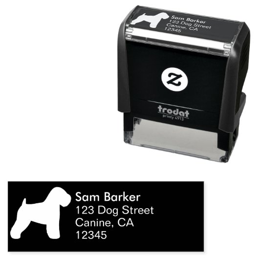 Rücksendeadresse mit weichem Wheaten Terrier Permastempel (Beispiel)