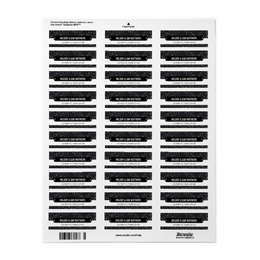 RÜCKSENDEADRESSE Moderne Tafel funkelnd Glitzer sc (Vorne)