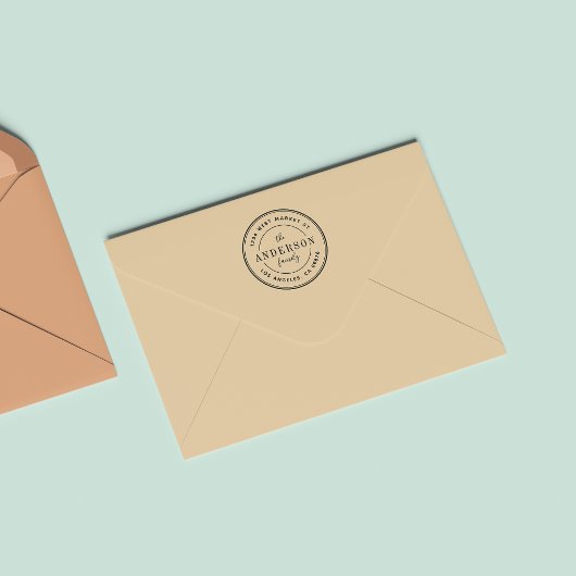 Rücksendeadresse moderner Round-Logo-Familienname Permastempel