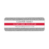 RÜCKSENDEADRESSE Moderner Streifen Glitzer silber (Vorne)