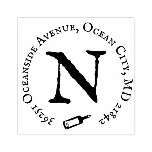 Rücksendeadresse Monogramm-Meldung in einer Flasch Gummistempel (Prägung)