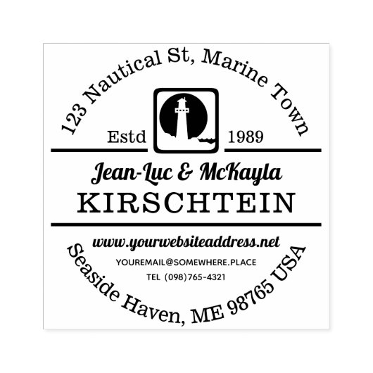 Rücksendeadresse Nautical Lighthouse Seaside Ocean Gummistempel (Prägung)