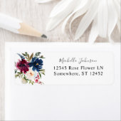 Rücksendeadresse Navy Blue, Burgund & White Floral (Insitu)