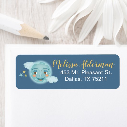 Rücksendeadresse niedlich Navy Blue Moon (Insitu)