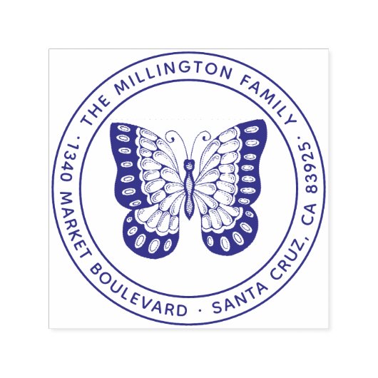 Rücksendeadresse niedlicher Round-Butterfly-Famili Permastempel (Design)