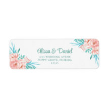 Rücksendeadresse Peach und Türkis