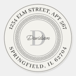 Rücksendeadresse personalisiert Name Monogram Runder Aufkleber