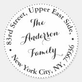 Rücksendeadresse personalisierter Eleganter Famili Runder Aufkleber (Vorderseite)