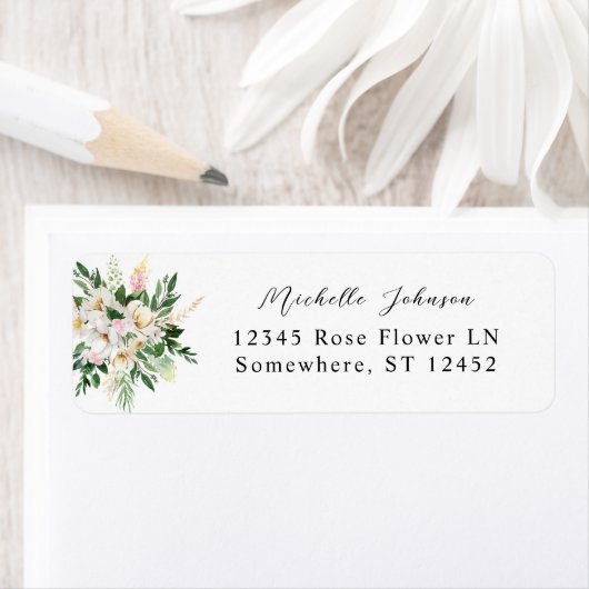 Rücksendeadresse Rosa und Gelb, Floral, Etikett 3 (Insitu)