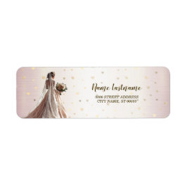 Rücksendeadresse Rose Winter Wedding Bride Golden