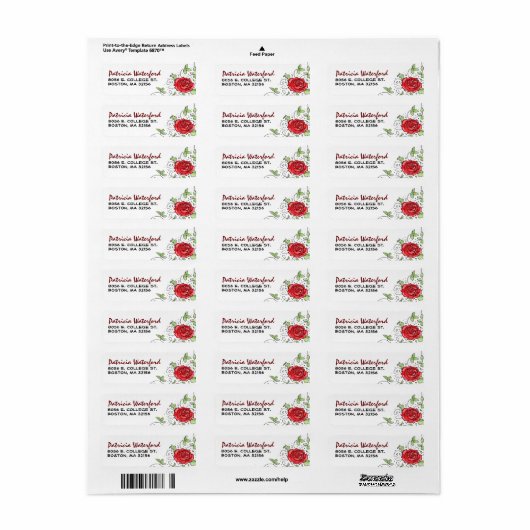 Rücksendeadresse - Rote Rose mit Blätter 2 (Vorne)