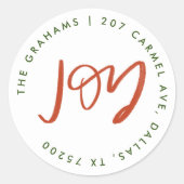 Rücksendeadresse Rote und Grüne Freude Runder Aufkleber (Vorderseite)