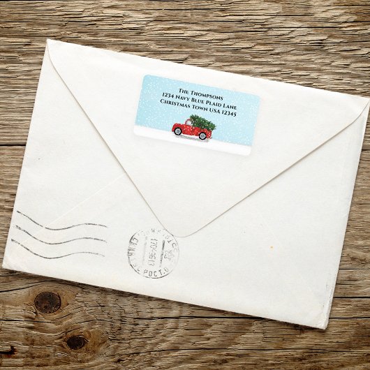Rücksendeadresse Roter LKW Weihnachten Adressaufkleber