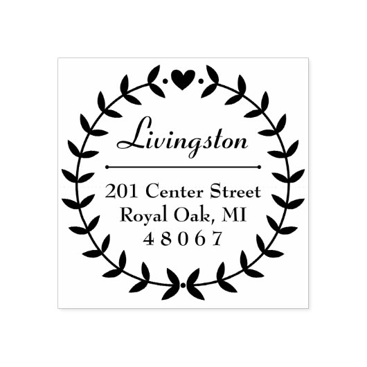 Rücksendeadresse Round Laurel Wreath Gummistempel (Prägung)