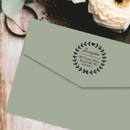 Rücksendeadresse Round Laurel Wreath Permastempel