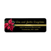 Rücksendeadresse Schwarz/Gold und Rote Poinsettia (Vorne)