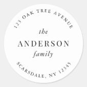 Rücksendeadresse Schwarz und Weiß Runder Aufkleber (Vorderseite)