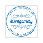 Rücksendeadresse Script Herzfloral Familienname Permastempel (Design)